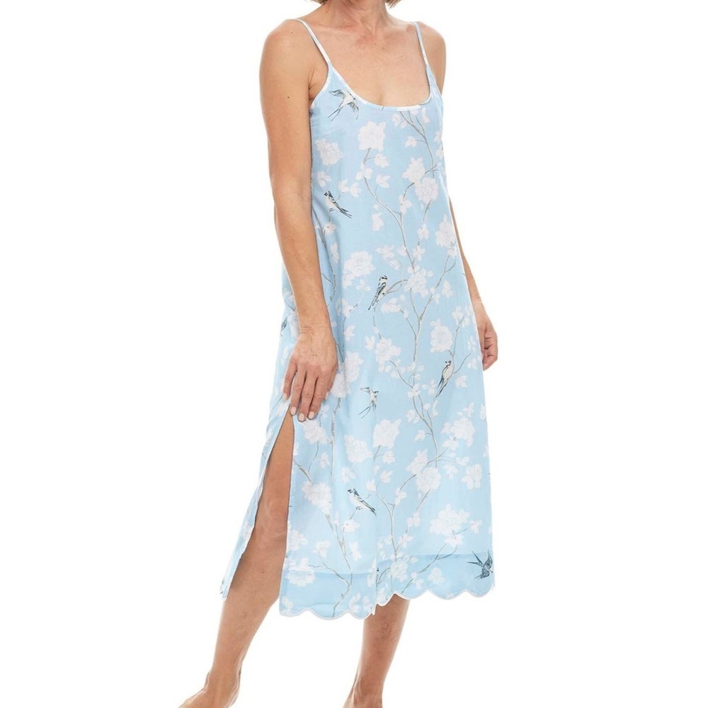 Heidi Carey PALE BLUE GARDENIA SLIP NIGHTGOWN size large cotton